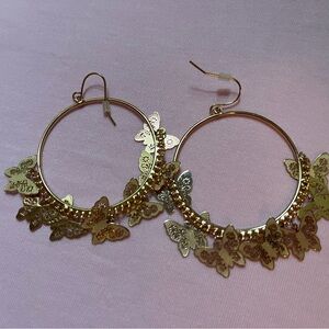 Beautiful Butterfly Hoop Earrings